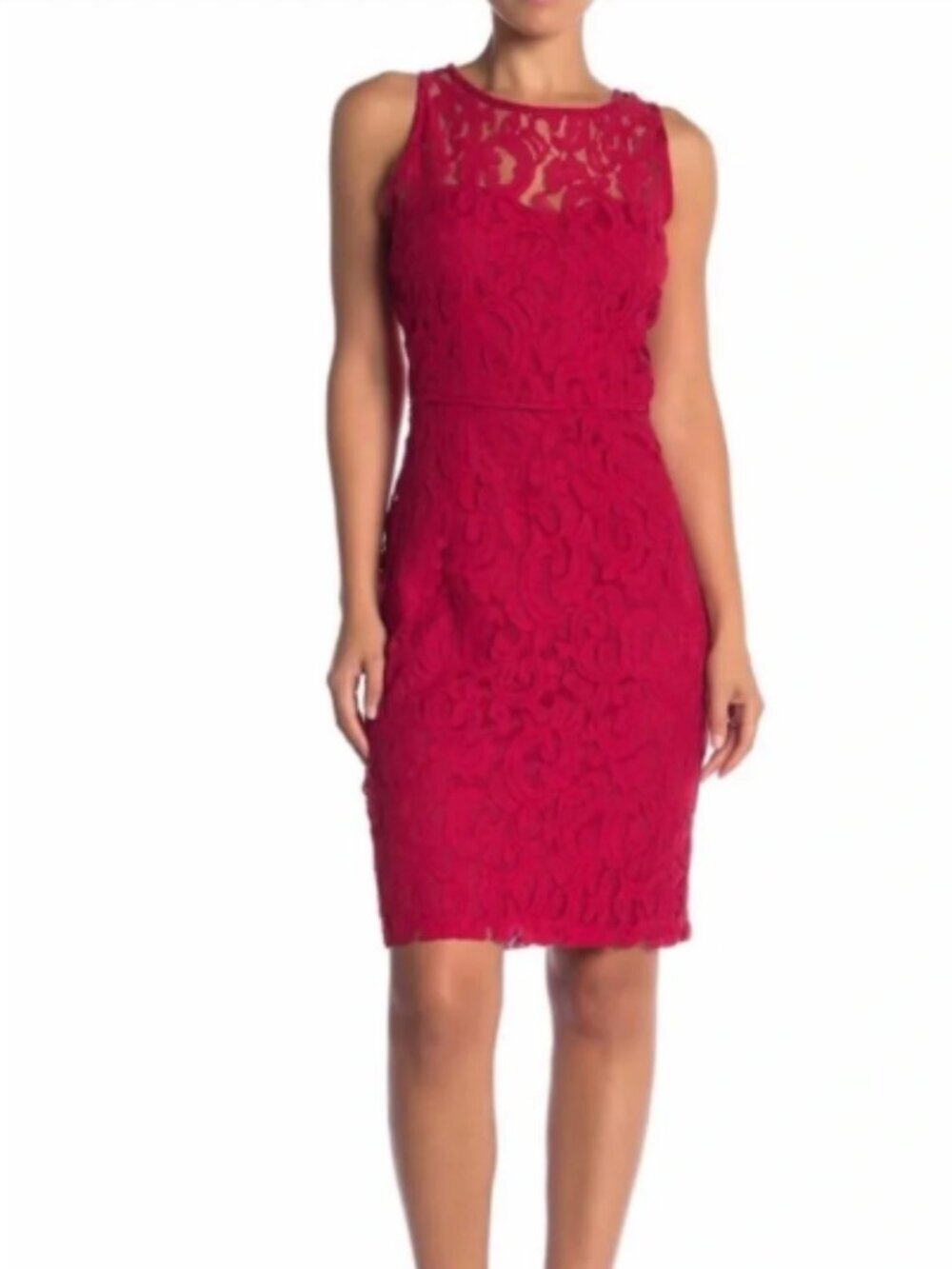 Marina Red Lace Sheath Dress Sequin Embellished womens size 10 NWT